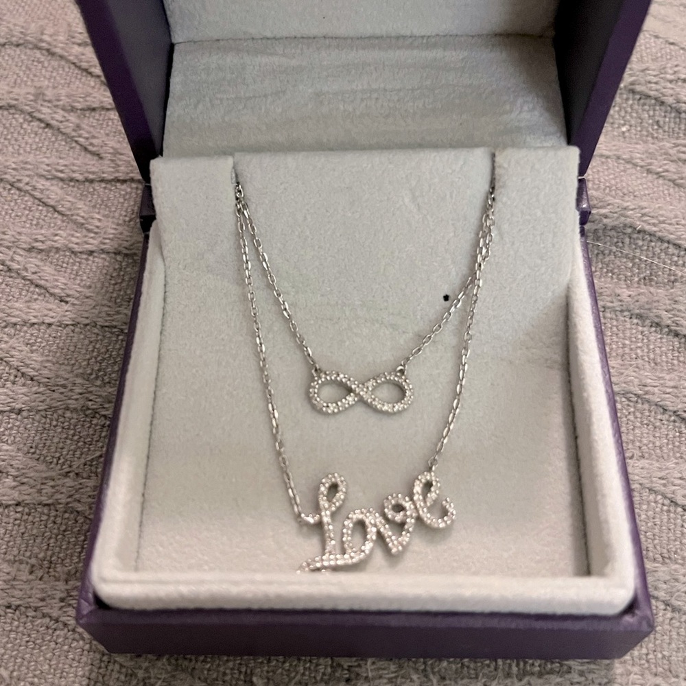 Brand New Sterling Silver Infinity Love Necklace
